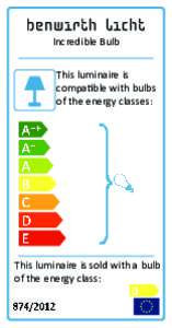 Incredible Bulb This luminaire is compatible with bulbs of the energy classes:  This luminaire is sold with a bulb