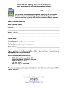 Microsoft Word - Spay and Neuter Grant Application Animal Shelter