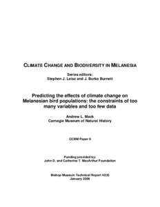 Predicting the effects of climate change on Melanesian bird populations: