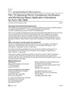 Part 70 Operating Permit Compliance Certification and Monitoring Report Application Instructions for Form  Air Pollution Control Program fact sheet