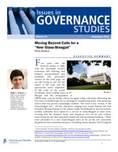 Number 51  September 2012 Moving Beyond Calls for a “New Glass-Steagall”