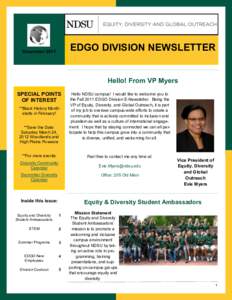 EDGO DIVISION NEWSLETTER  December 2011 Hello! From VP Myers SPECIAL POINTS