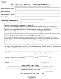 DTE FORM 101 Revised[removed]STATEMENT OF CONVEYANCE OF HOMESTEAD PROPERTY To be attached to Conveyance Fee Forms, DTE 100, 100(EX), 100M & 100M(EX)