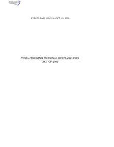 PUBLIC LAW 106–319—OCT. 19, 2000  YUMA CROSSING NATIONAL HERITAGE AREA