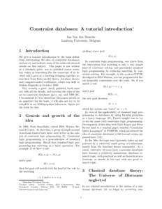 Constraint databases: A tutorial introduction∗ Jan Van den Bussche Limburg University, Belgium 1