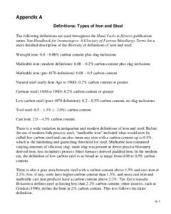 Definitions: Types of iron and steel