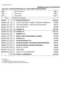 PKS CZĘSTOCHOWA S.A.  Rozkład ważny od[removed]Nazwa linii: CZĘSTOCHOWA-ŁEBA przez: WŁOCŁAWEK-WŁADYSŁAWOWO CZĘ