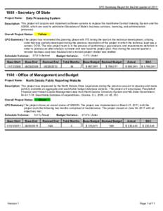 LPO Summary Report for the 2nd quarter of[removed]Secretary Of State Project Name:  Data Processing System