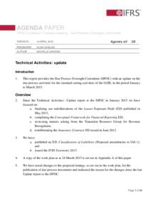 AGENDA PAPER IFRS Foundation Trustees meeting – Due Process Oversight Committee TORONTO 14 APRIL 2015