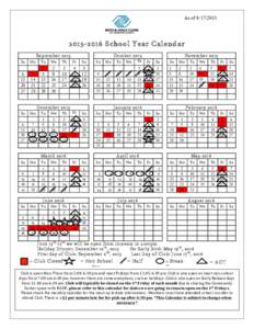 As of2016 School Year Calendar Septem ber 2015 Su