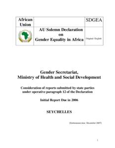 African Union SDGEA AU Solemn Declaration on