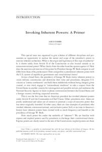 INTRODUCTION  Invoking Inherent Powers: A Primer LOUIS FISHER Library of Congress