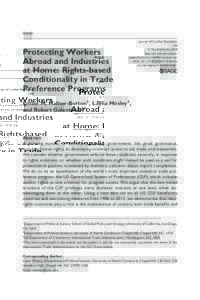 Article  Protecting Workers Abroad and Industries at Home: Rights-based Conditionality in Trade