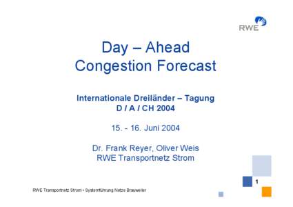 Day – Ahead Congestion Forecast Internationale Dreiländer – Tagung