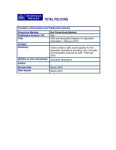 Freedom of Information Act Publication Scheme Protective Marking Publication Scheme Y/N Title Version Summary