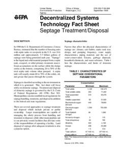 Decentralized Systems Technology Fact Sheet: Septage Treatment/Disposal, EPA 932-F[removed]September 1999