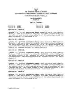 RULES OF THE TENNESSEE BOARD OF REGENTS STATE UNIVERSITY AND COMMUNITY COLLEGE SYSTEM OF TENNESSEE SYSTEMWIDE ADMINISTRATIVE RULES CHAPTER[removed]