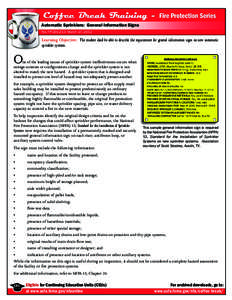 Automatic Sprinklers: General Information Signs No. FP[removed]March 27, 2012 Learning Objective: The student shall be able to describe the requirement for general information signs on new automatic sprinkler systems.