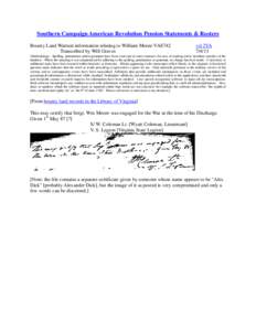 Southern Campaign American Revolution Pension Statements & Rosters Bounty Land Warrant information relating to William Moore VAS742 Transcribed by Will Graves vsl 2VA[removed]