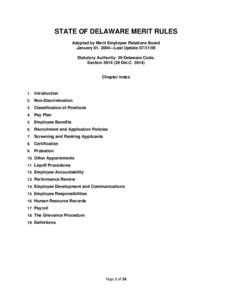 STATE OF DELAWARE MERIT RULES Adopted by Merit Employee Relations Board January 01, 2004—Last Update[removed]Statutory Authority: 29 Delaware Code, Section[removed]Del.C. 5914)