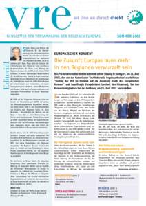 vre  on line en direct direkt NEWSLETTER DER VERSAMMLUNG DER REGIONEN EUROPAS