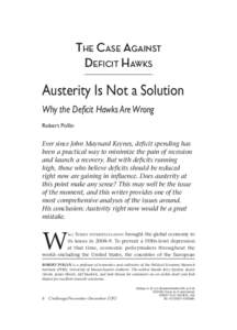 Pollin  The Case Against Deficit Hawks  Austerity Is Not a Solution
