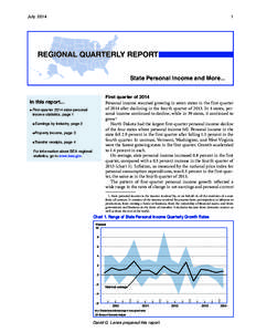 Regional Quarterly Report: State Personal Income and More