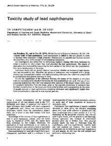 British Journal Industrial of Medicine, 1974, 31, [removed]Toxicity study of lead naphthenate