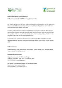 Microsoft Word - Media Advisory - Cave Creek MemorialFINAL)