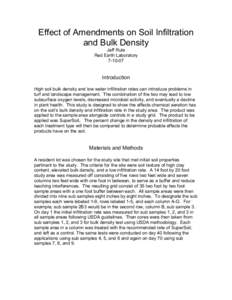 Effect of Amendments on Soil Infiltration and Bulk Density Jeff Rule Red Earth Laboratory[removed]