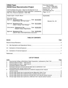 ORAU Team NIOSH Dose Reconstruction Project Technical Basis Document: Basis for Development of an Exposure Matrix for Bethlehem Steel Corporation, Lackawanna, New York; Period of Operation: [removed]Subject Expert: Cind