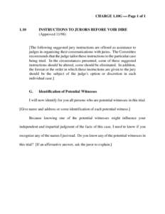 CHARGE 1.10G ⎯ Page 1 of[removed]INSTRUCTIONS TO JURORS BEFORE VOIR DIRE (Approved 11/98)
