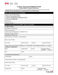 Clinical Trial Site Information Form