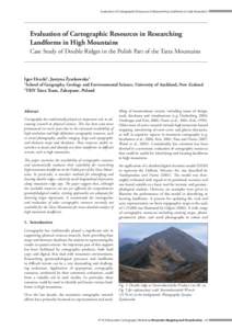 Evaluation of Cartographic Resources in Researching Landforms in High Mountains  Evaluation of Cartographic Resources in Researching Landforms in High Mountains Case Study of Double Ridges in the Polish Part of the Tatra