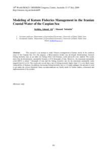Modeling of Kutum fisheries management in the Iranian coastal water of the Caspian Sea