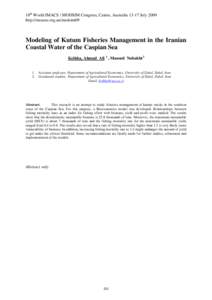 Environment / Fish mortality / Maximum sustainable yield / Fisheries management / Bioeconomics / Zabol / Caspian Sea / Gordon-Schaefer Model / Fisheries science / Fishing / Fish