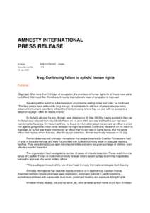 AMNESTY INTERNATIONAL  PRESS RELEASE