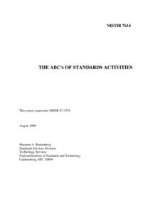 NISTIR[removed]THE ABC’s OF STANDARDS ACTIVITIES This report supersedes NBSIR[removed]