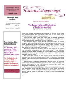 Casterton and District Historical Society Inc Newsletter JanuaryHistorical Happenings