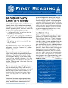 First Reading ILLINOIS GENERAL ASSEMBLY LEGISLATIVE RESEARCH UNIT Volume 26, No. 3  Concealed-Carry