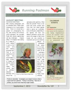 Running Postman AUSTRALIAN PLANTS SOCIETY – MELTON & BACCHUS MARSH INC AUGUST MEETING Overview by Cathy Powers