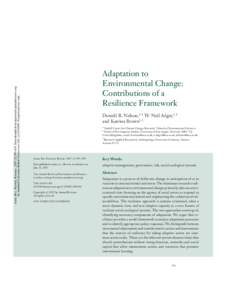 Adaptation to Environmental Change: Contributions of a Resilience Framework