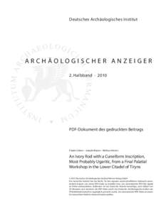 Deutsches Archäologisches Institut  A rch ä ologi s ch e r A n z e ig e r 2. Halbband · 2010  PDF-Dokument des gedruckten Beitrags