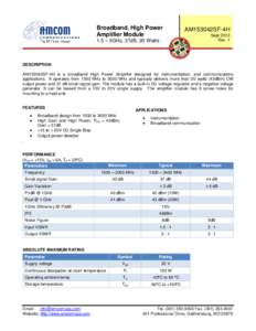 Broadband, High Power Amplifier Module AM153042SF-4H  1.5 – 3GHz, 37dB, 20 Watts