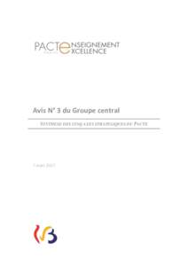 Avis N° 3 du Groupe central SYNTHESE DES CINQ AXES STRATEGIQUES DU PACTE 7 mars 2017  Synthèse des cinq axes stratégiques du Pacte