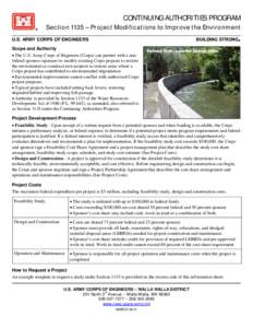 CONTINUING AUTHORITIES PROGRAM  Section 1135 – Project Modifications to Improve the Environment U.S. ARMY CORPS OF ENGINEERS  BUILDING STRONG