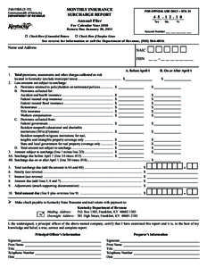 74A118A[removed]Commonwealth of Kentucky DEPARTMENT OF REVENUE  MONTHLY INSURANCE