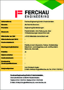 Unternehmen  Ferchau Engineering GmbH, Friedrichshafen Branche