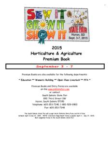 Horticulture & Agriculture Premium Book September 3 - 7