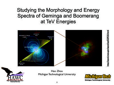 http://apod.nasa.gov/apod/ap020920.html  Studying the Morphology and Energy Spectra of Geminga and Boomerang at TeV Energies MAGNETIC FIELD